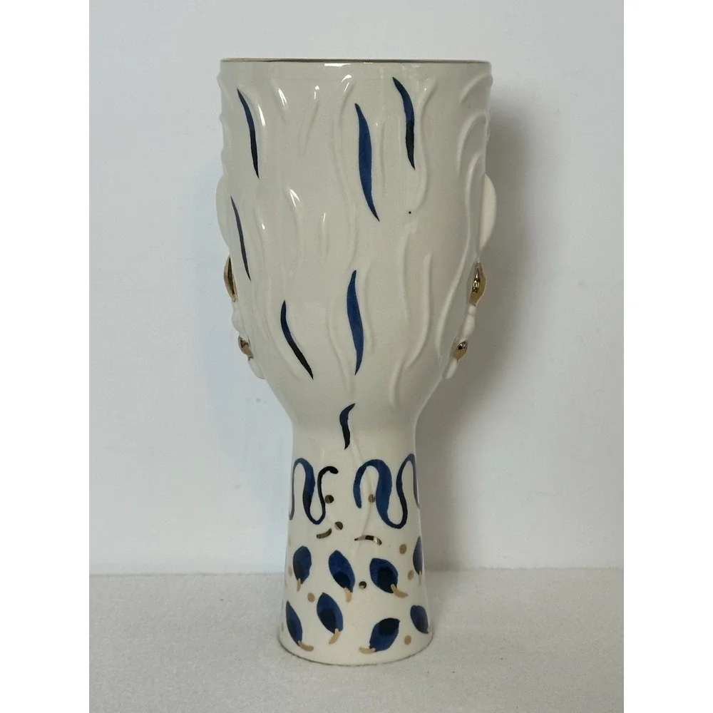Anthropologie ATHENA Face Vase Planter Ceramic 10